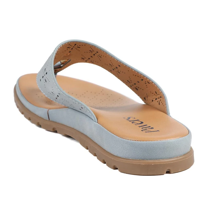 Laser Cut Toe Post Sandals - BAIZH41055 / 327 225 - Light Blue