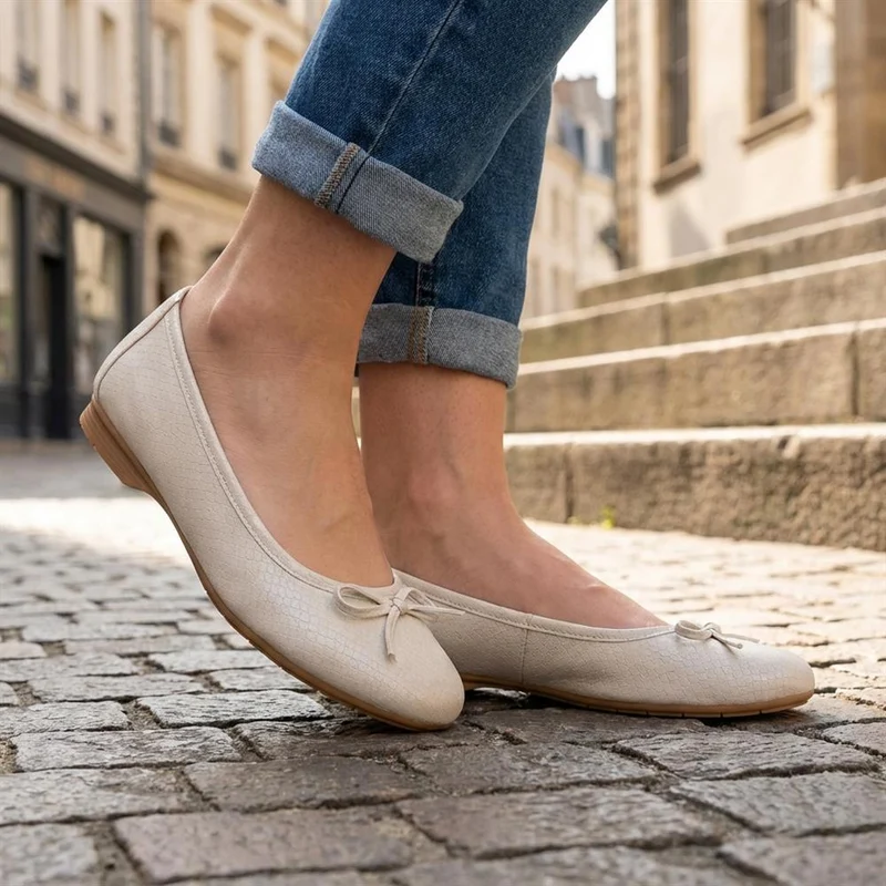 Short-Heeled Casual Pumps - JANSP41001 / 326 782 - Beige Snake
