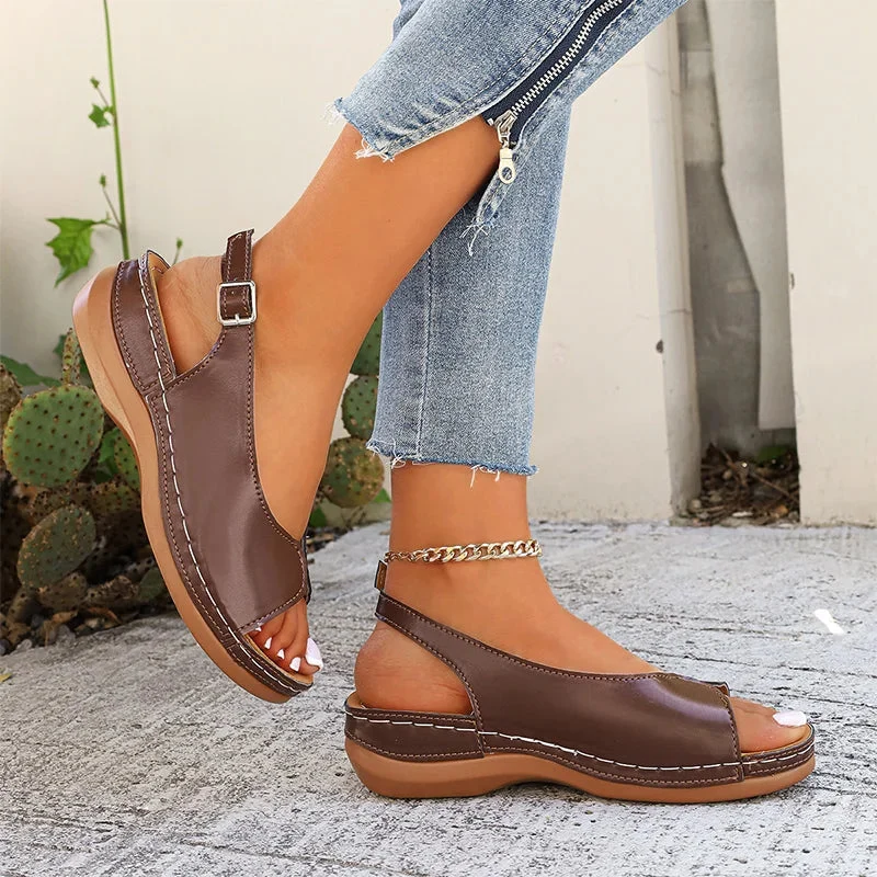 Omavie | Retro-Sandalen mit verstellbarem Fersenriemen