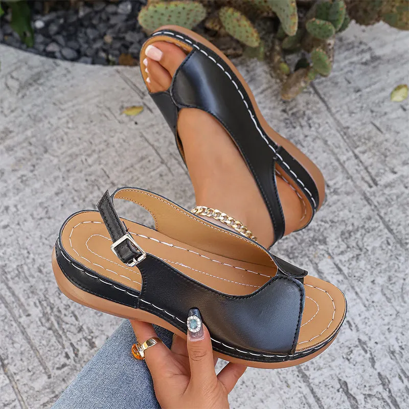 Omavie | Retro-Sandalen mit verstellbarem Fersenriemen