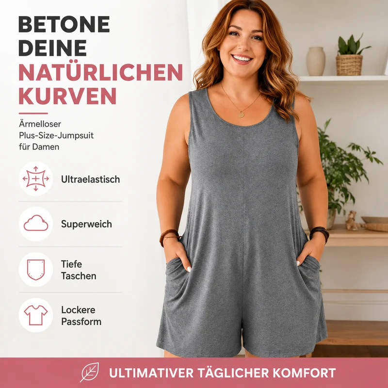 Elessa | Ärmelloser Plus-Size Jumpsuit mit Taschen
