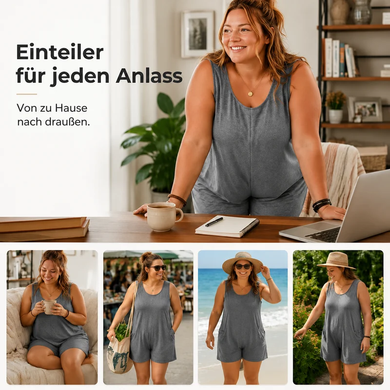 Elessa | Ärmelloser Plus-Size Jumpsuit mit Taschen