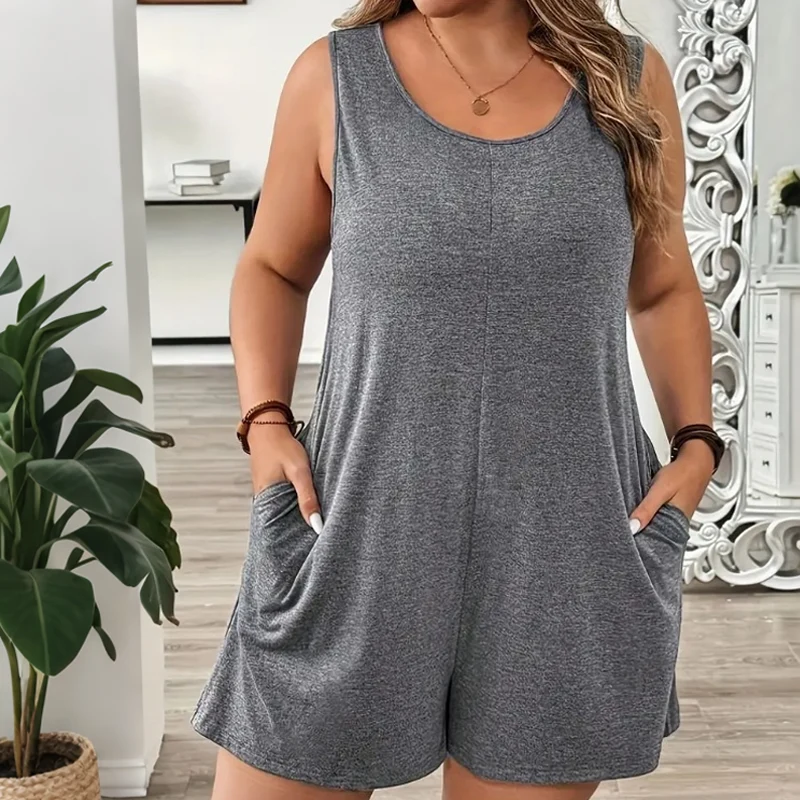 Elessa | Ärmelloser Plus-Size Jumpsuit mit Taschen
