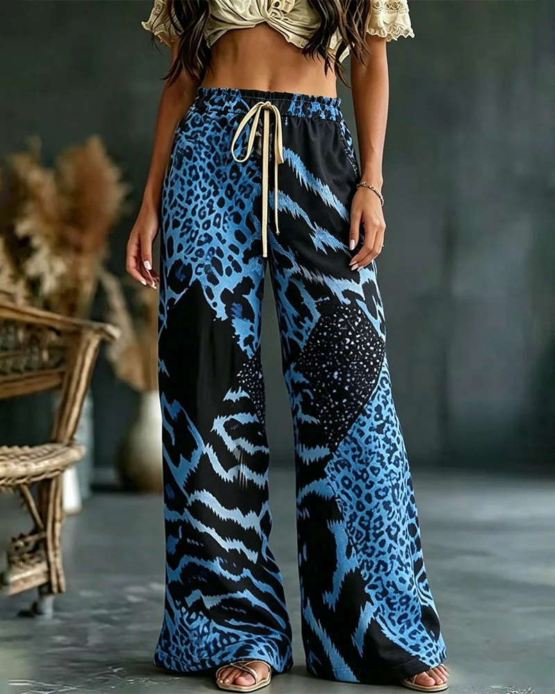 Rethlie | Weite Freizeithose mit Leoparden-Patchwork