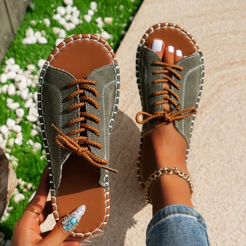 Valmeda | Vintage-Sandalen mit Schnürung