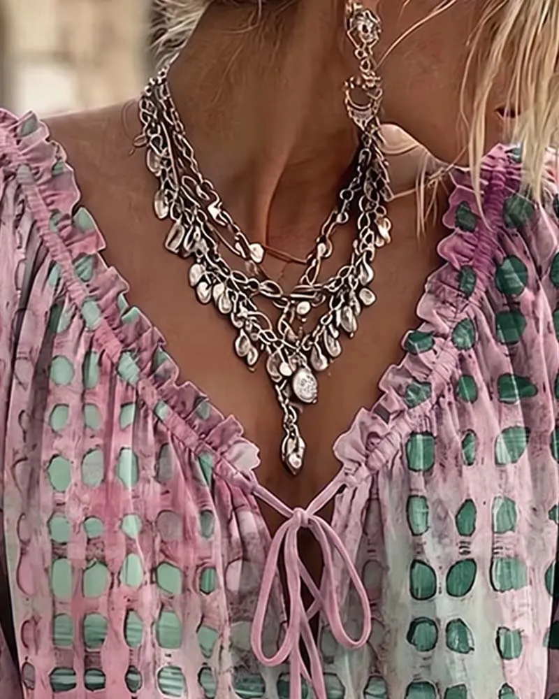 Ramceel | Gepunktete Bluse mit Schnürdetail