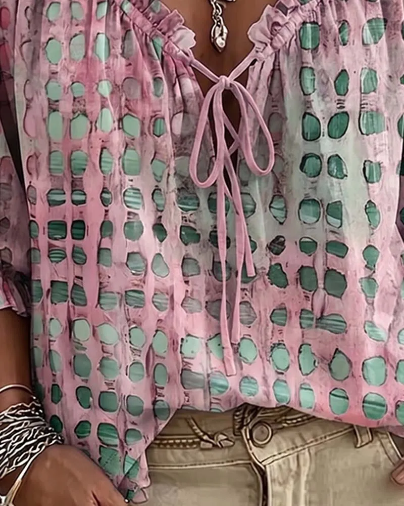 Ramceel | Gepunktete Bluse mit Schnürdetail