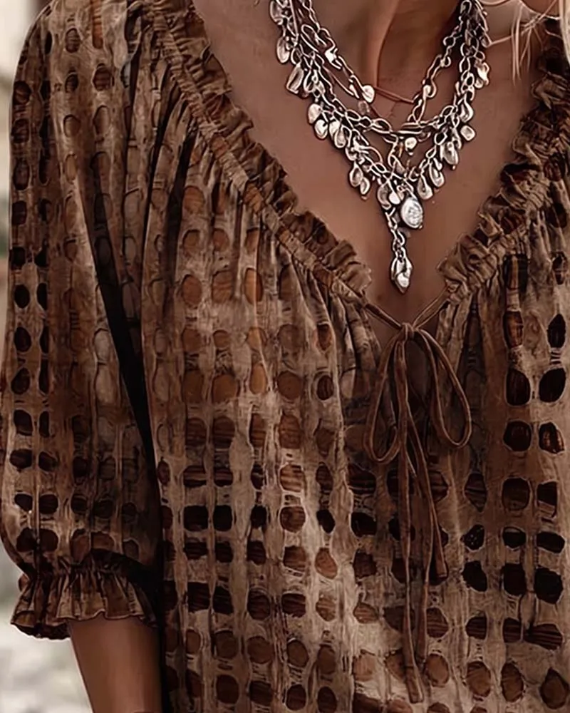 Ramceel | Gepunktete Bluse mit Schnürdetail