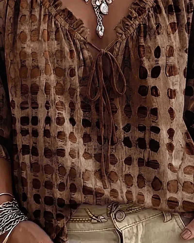 Ramceel | Gepunktete Bluse mit Schnürdetail