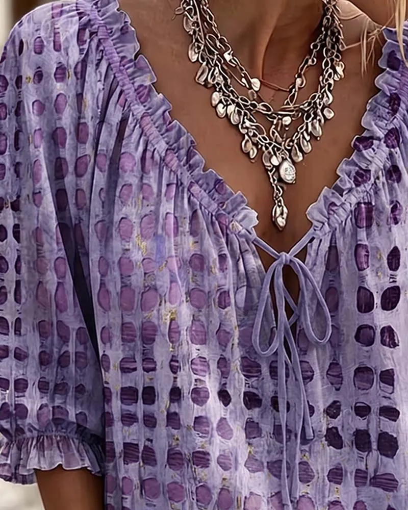Ramceel | Gepunktete Bluse mit Schnürdetail