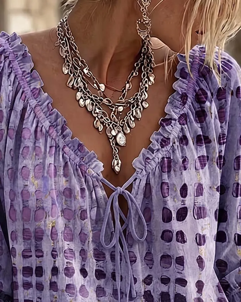 Ramceel | Gepunktete Bluse mit Schnürdetail