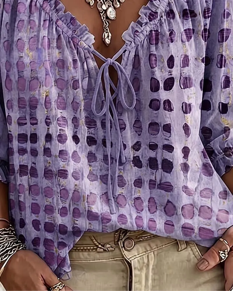Ramceel | Gepunktete Bluse mit Schnürdetail