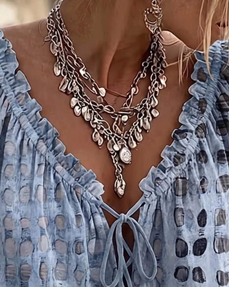 Ramceel | Gepunktete Bluse mit Schnürdetail
