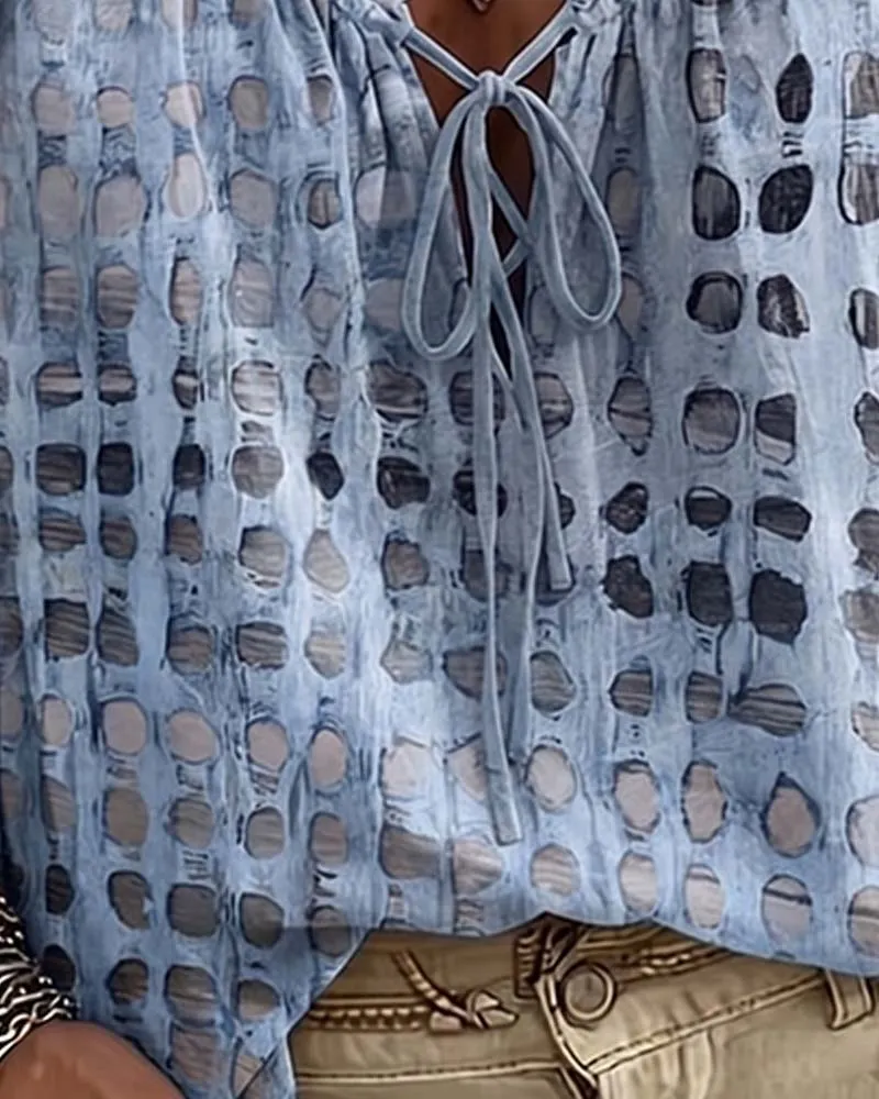 Ramceel | Gepunktete Bluse mit Schnürdetail