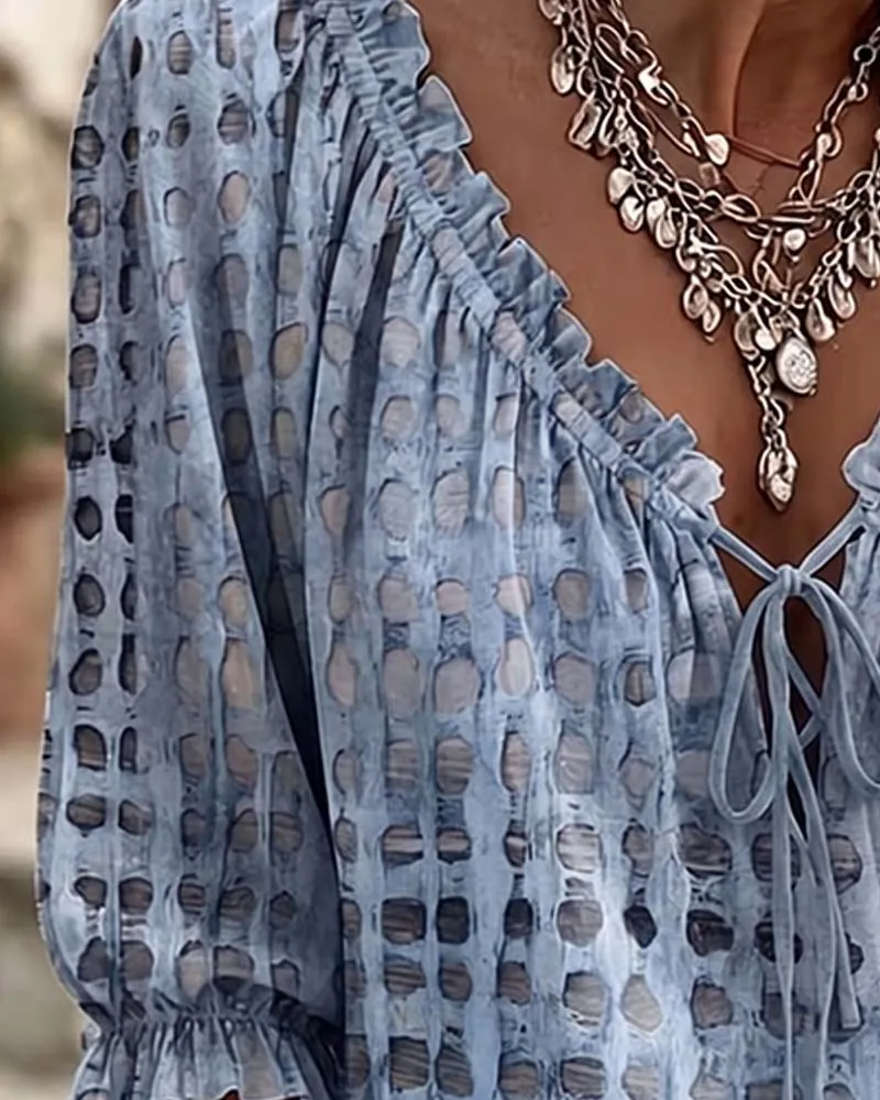 Ramceel | Gepunktete Bluse mit Schnürdetail