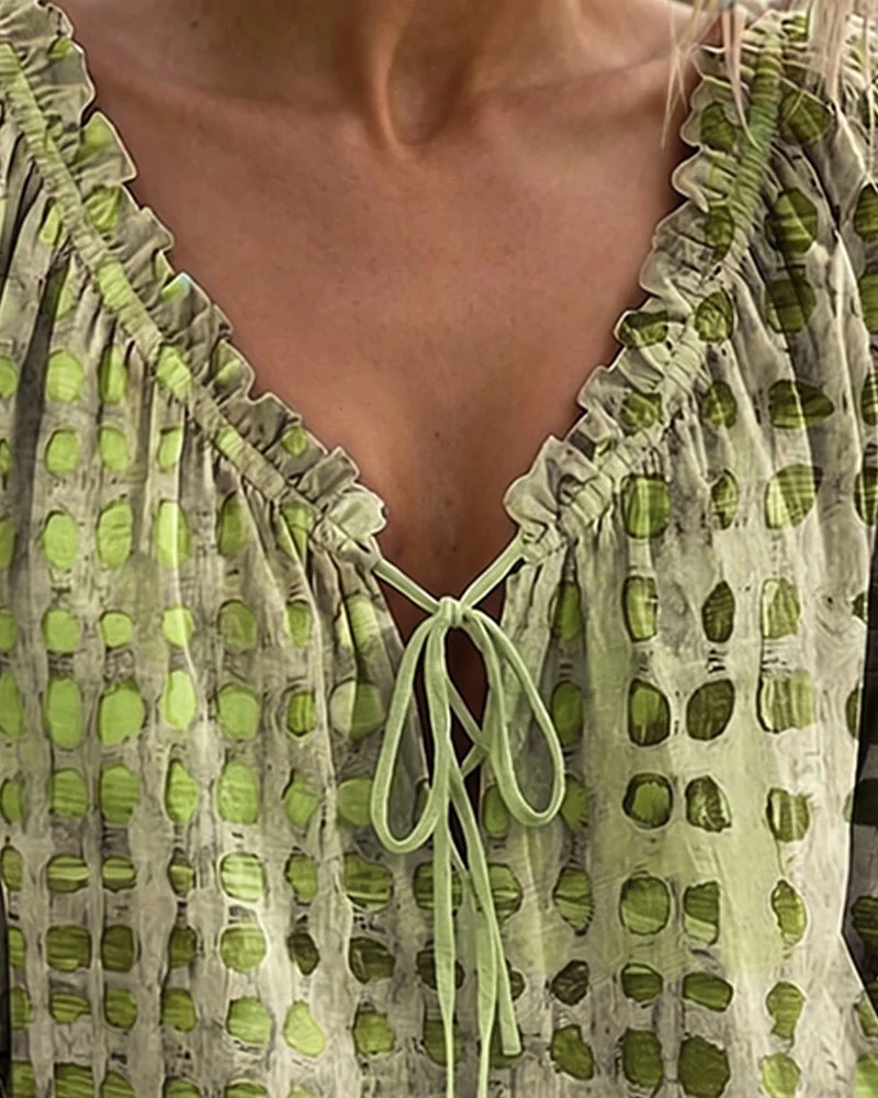 Ramceel | Gepunktete Bluse mit Schnürdetail