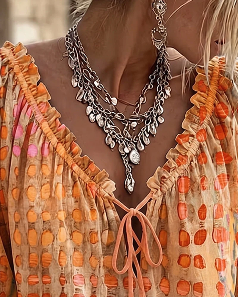Ramceel | Gepunktete Bluse mit Schnürdetail