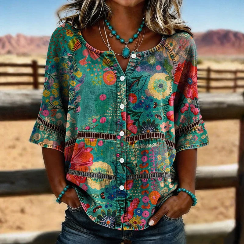 Nwella | Vintage-Bluse mit floralem Muster