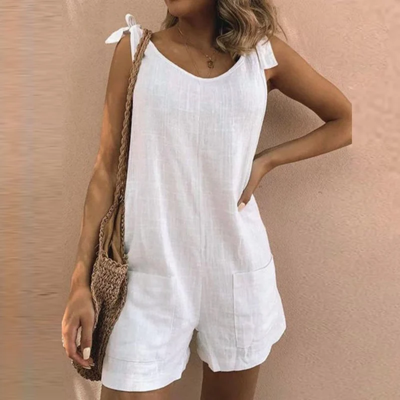 Lenice | Jumpsuit mit Schleifenträgern und Taschen