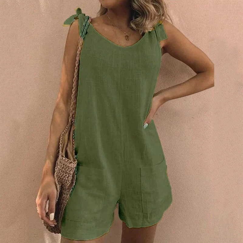 Lenice | Jumpsuit mit Schleifenträgern und Taschen