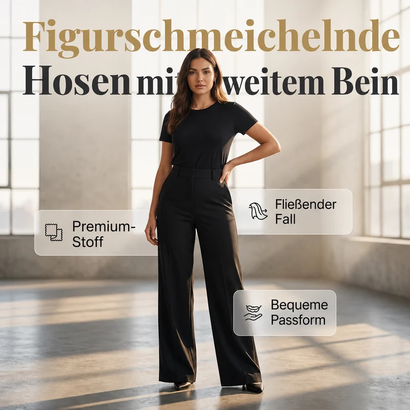Claerra | Figurformende Hohe Taille-Hose mit weitem Bein