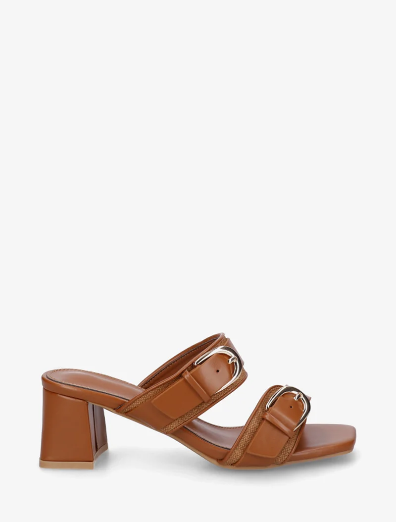 Marfea | Elegante Kunstleder-Mules mit Doppelschnalle