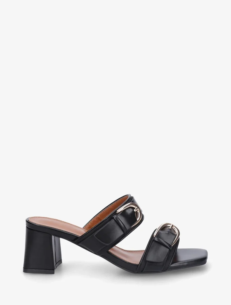 Marfea | Elegante Kunstleder-Mules mit Doppelschnalle