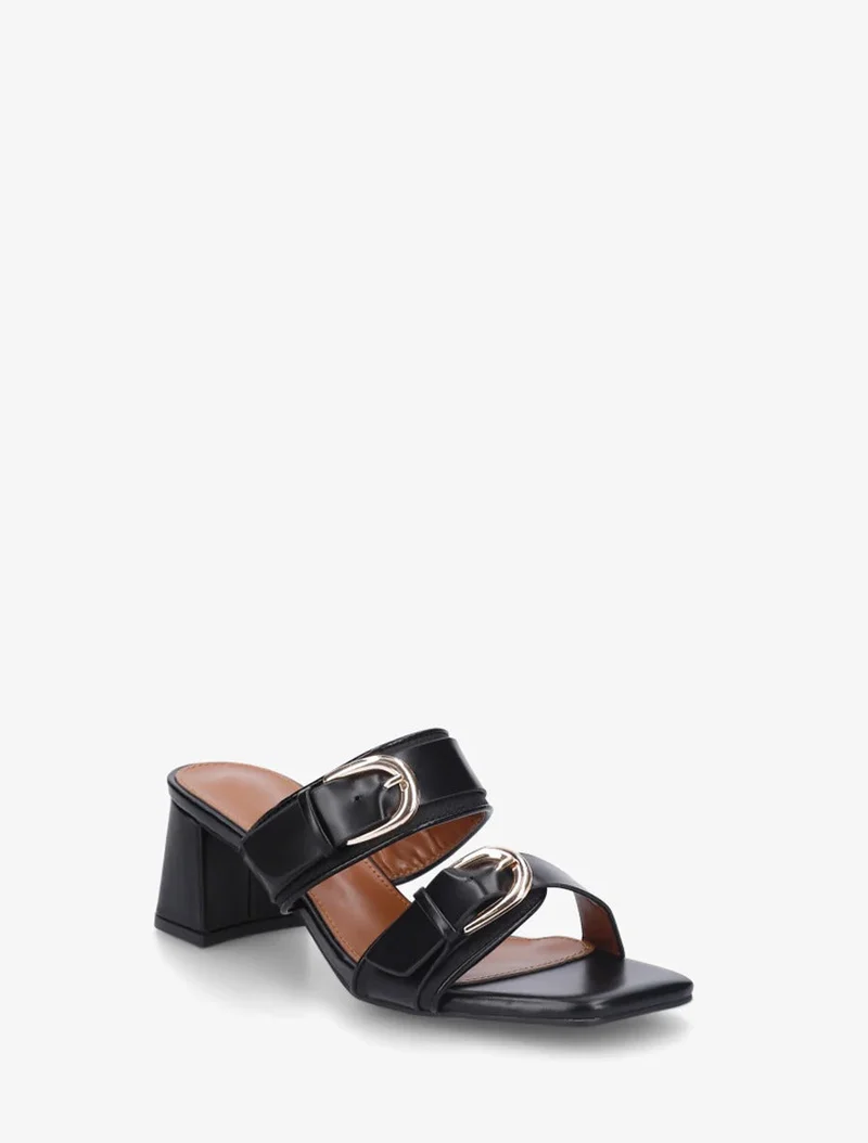 Marfea | Elegante Kunstleder-Mules mit Doppelschnalle