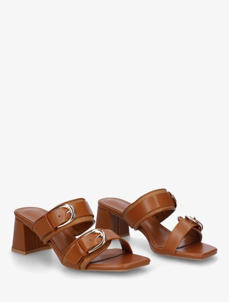 Marfea | Elegante Kunstleder-Mules mit Doppelschnalle