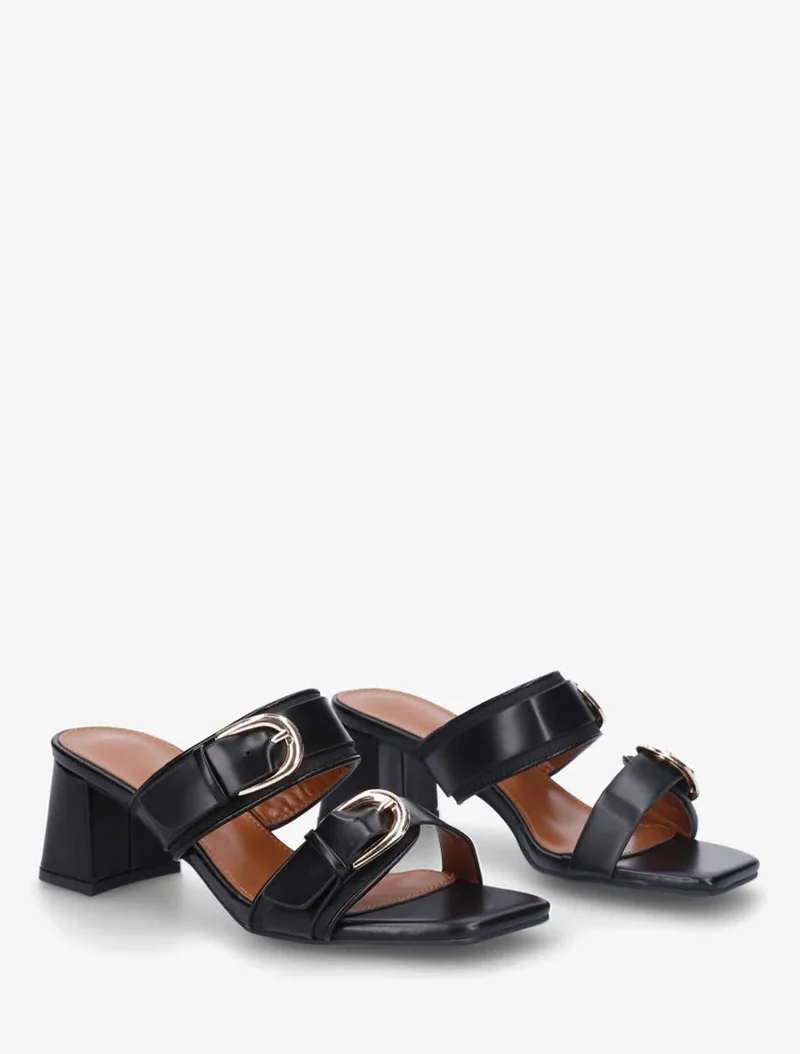Marfea | Elegante Kunstleder-Mules mit Doppelschnalle
