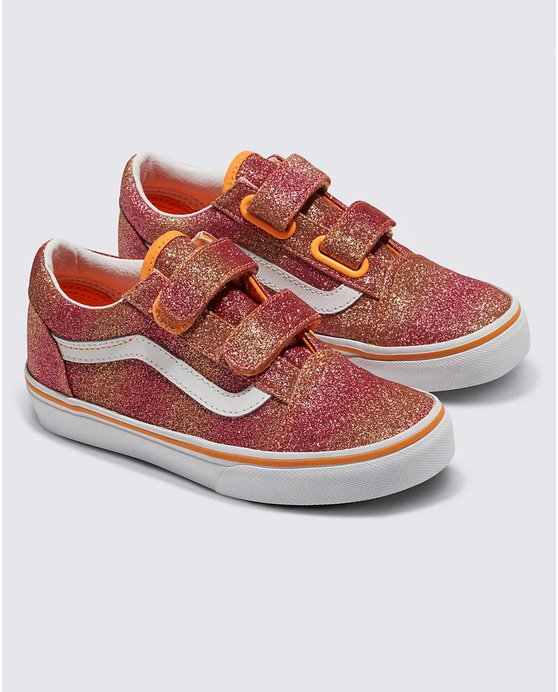 VANS Old Skool V-Turnschuhe für Kinder – Sunrise Glitter / Weiß