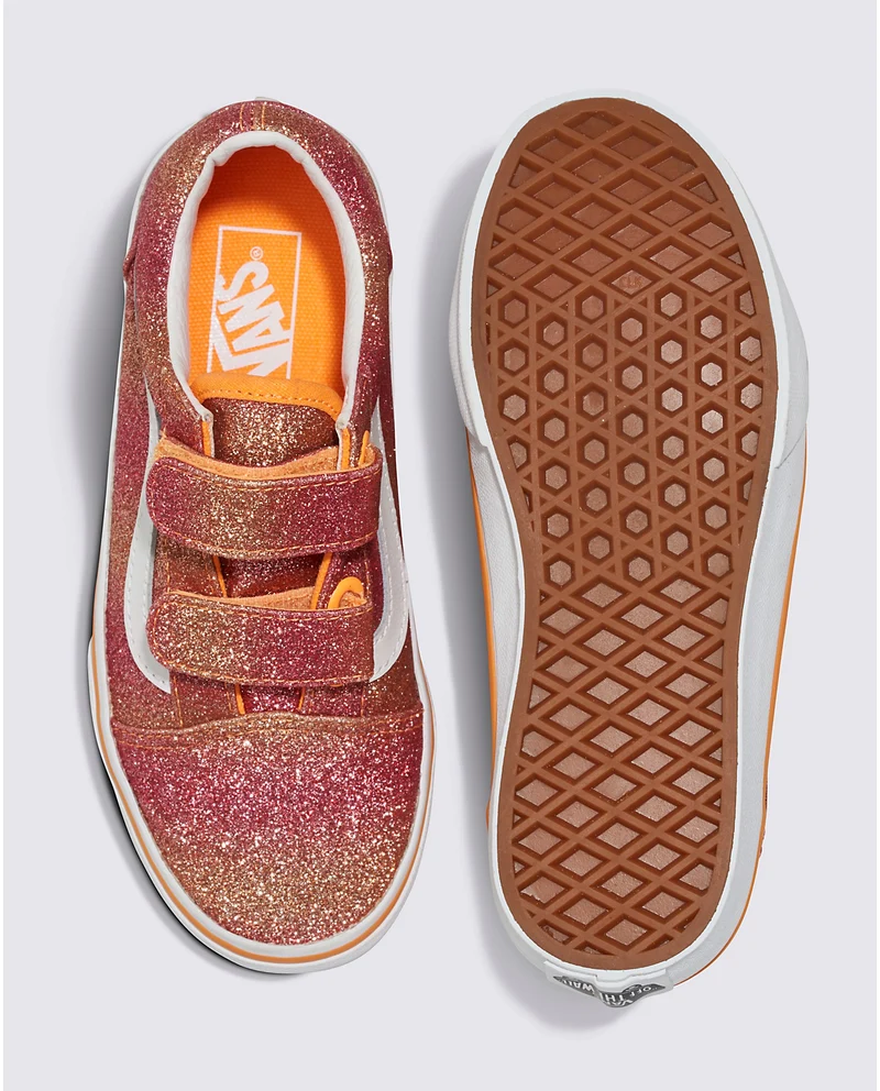 VANS Old Skool V-Turnschuhe für Kinder – Sunrise Glitter / Weiß