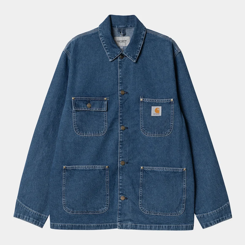 Carhartt WIP Herren OG Chore Stone Wash Jacke – Blau