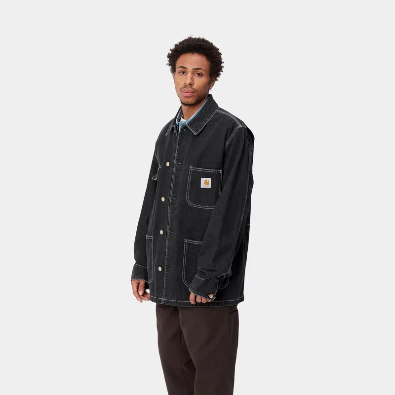 Carhartt WIP Herren OG Chore Stone Wash Jacke - Schwarz