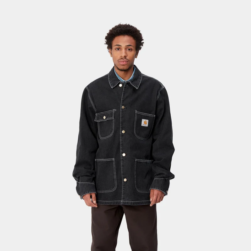 Carhartt WIP Herren OG Chore Stone Wash Jacke - Schwarz