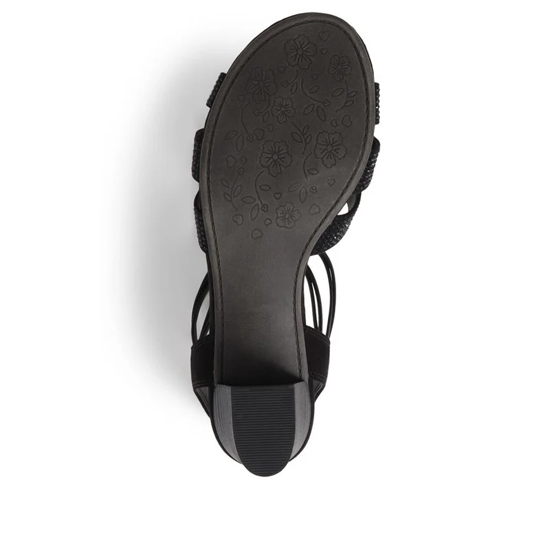 Slip-On Block-Heeled Sandals - PLAN39001 / 325 340 - Black