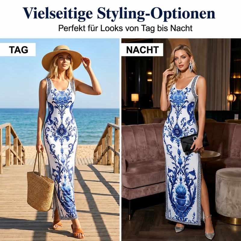 Rosemelch | Figurbetontes Maxikleid mit Blumenmuster