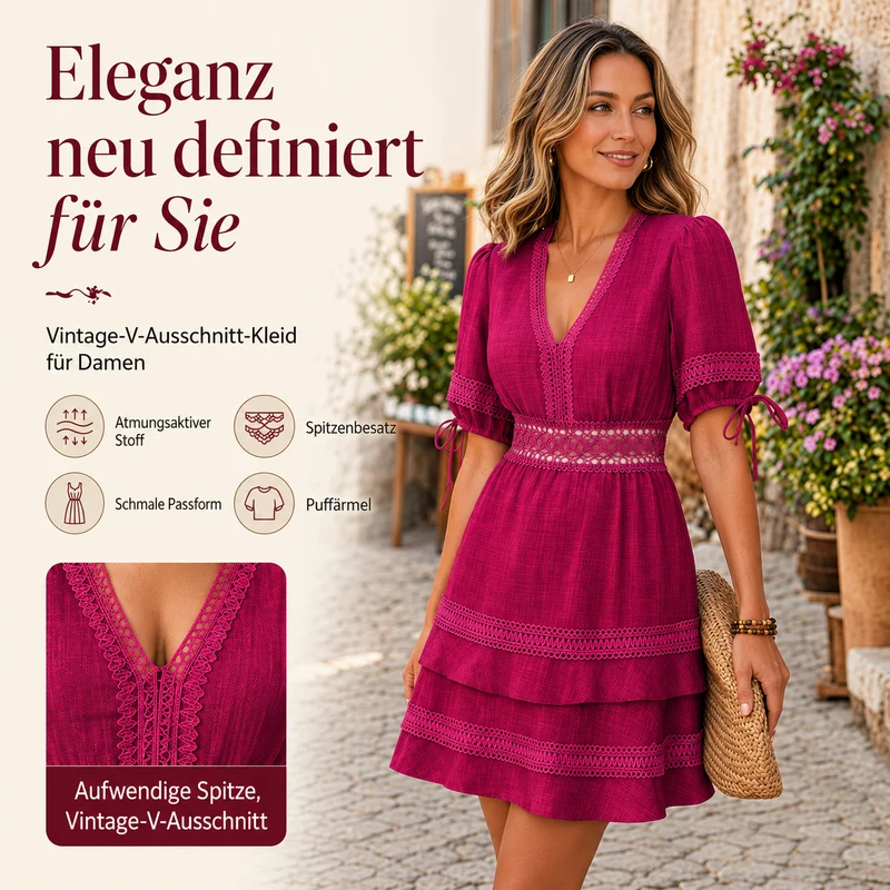 Elisabetta | Vintage-Kleid mit geschnürten Puffärmeln