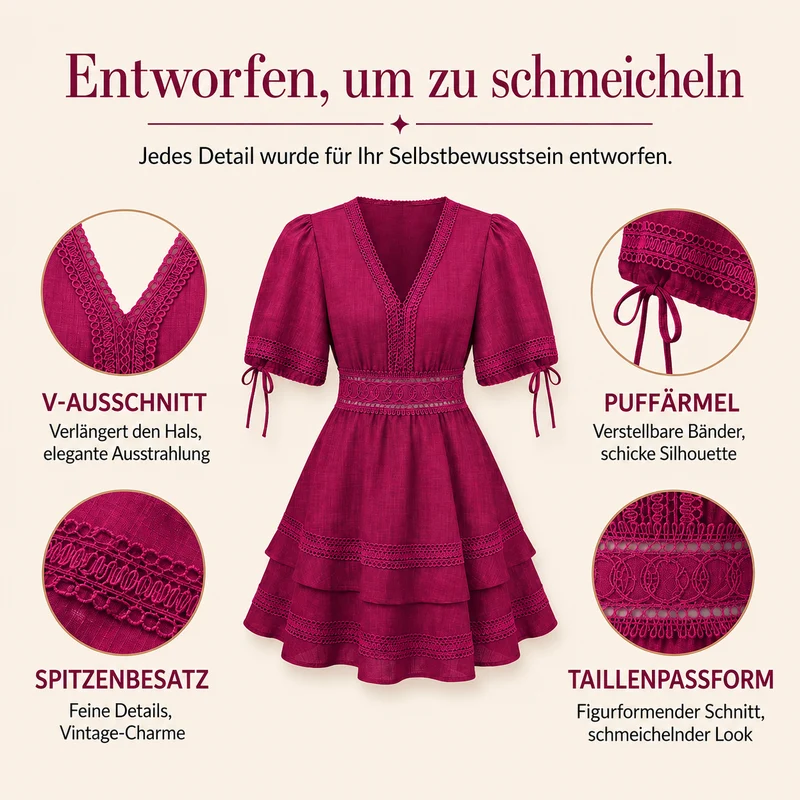 Elisabetta | Vintage-Kleid mit geschnürten Puffärmeln