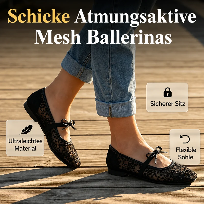 Sashlyn | Elegante Spitzen-Ballerinas mit Zierschleife