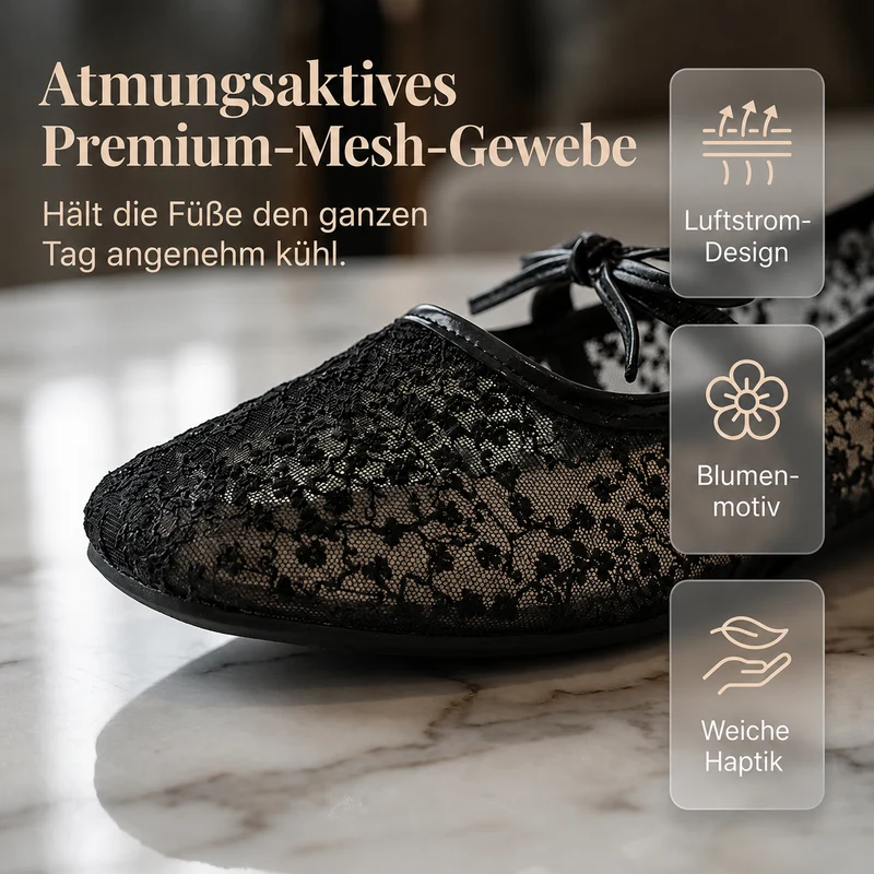 Sashlyn | Elegante Spitzen-Ballerinas mit Zierschleife