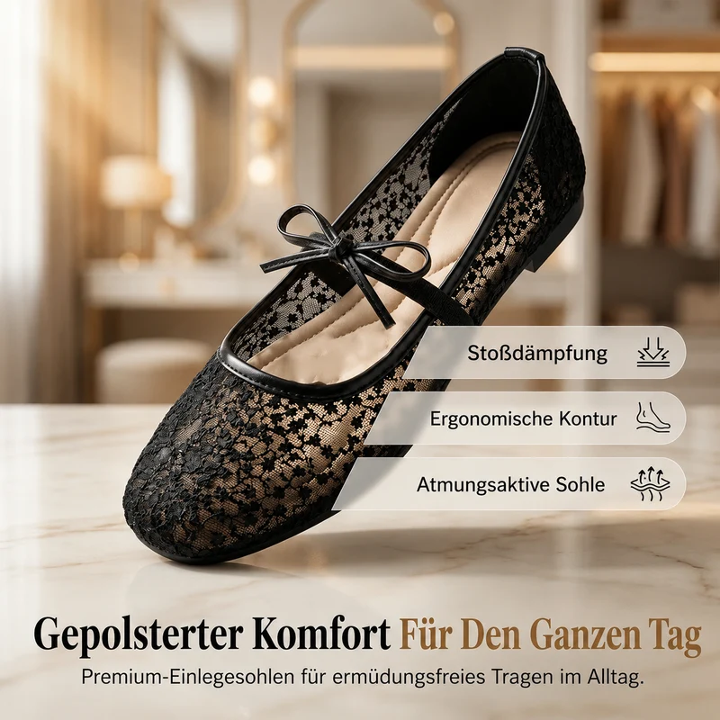 Sashlyn | Elegante Spitzen-Ballerinas mit Zierschleife