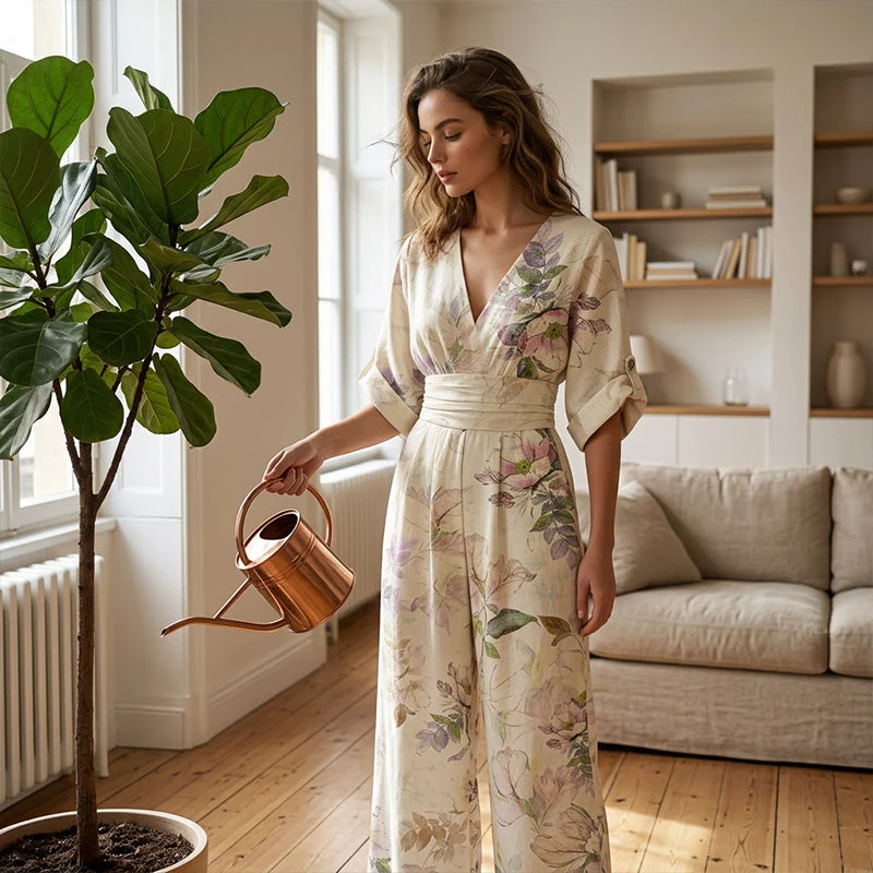 Jerafina | Femininer Print-Overall mit Taillenbetonung