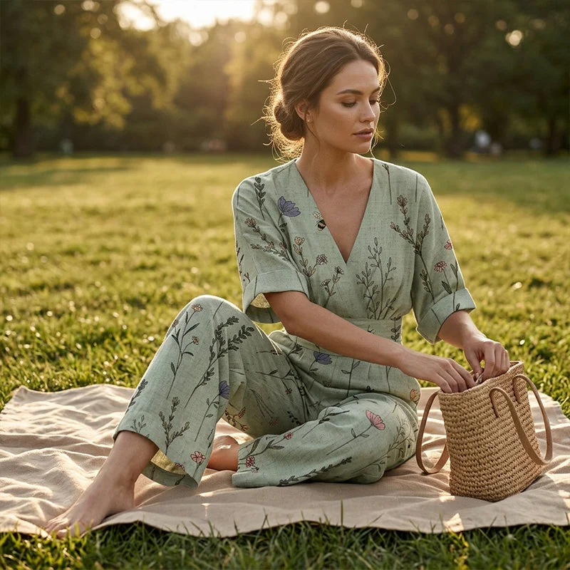 Jerafina | Femininer Print-Overall mit Taillenbetonung