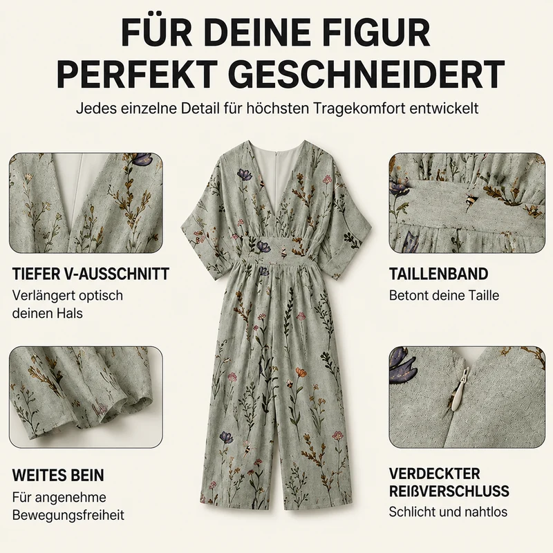 Jerafina | Femininer Print-Overall mit Taillenbetonung