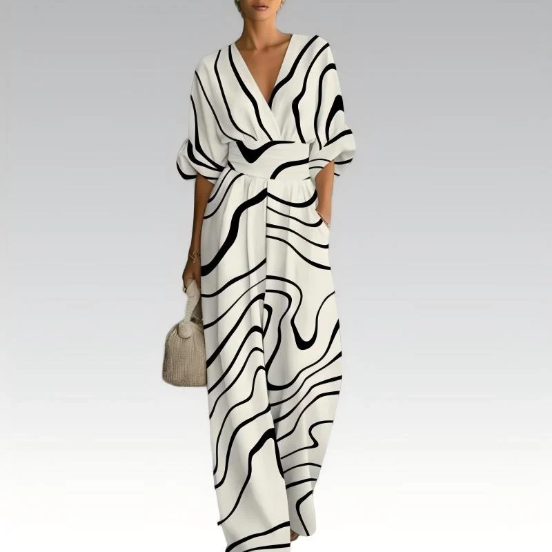 Jerafina | Femininer Print-Overall mit Taillenbetonung