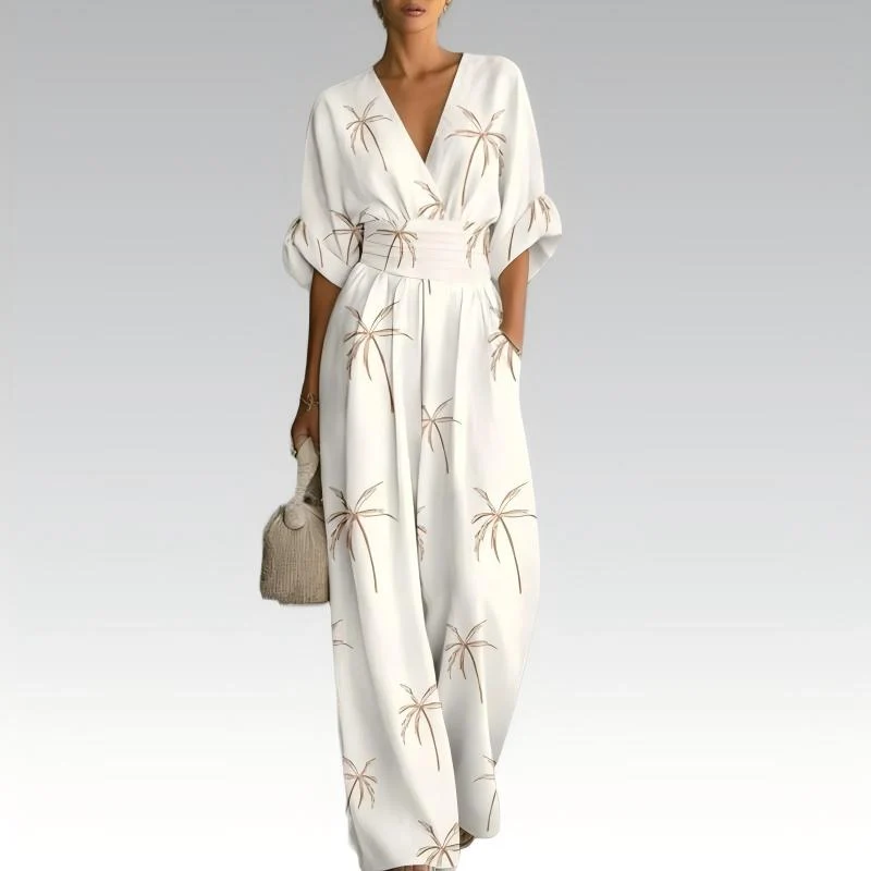 Jerafina | Femininer Print-Overall mit Taillenbetonung