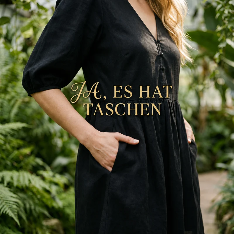 Enriette | Lockeres V-Ausschnitt-Kleid mit Puffärmeln
