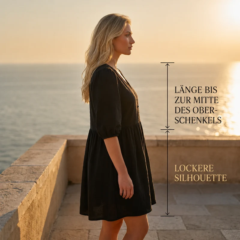 Enriette | Lockeres V-Ausschnitt-Kleid mit Puffärmeln