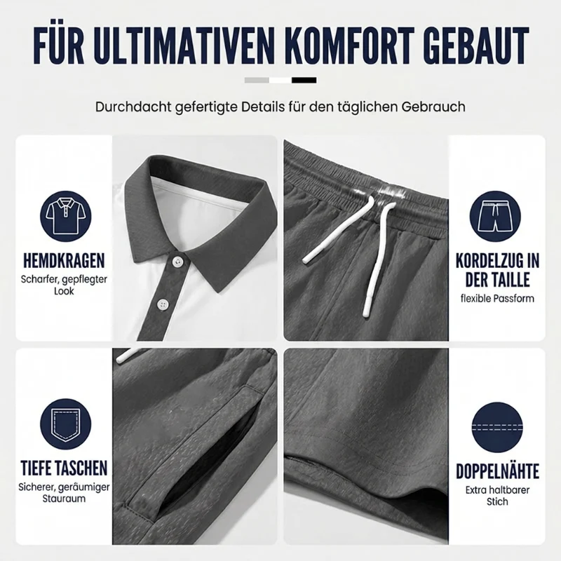 Nicco | Atmungsaktives Herren-Set mit Poloshirt und Shorts